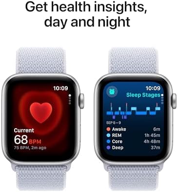 Apple Watch SE - Reloj inteligente (2.ª generación) [GPS + celular 44 mm] con caja de aluminio Midnight y correa deportiva color Midnight M/L, monitor de actividad física y sueño, detección de