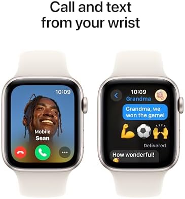 Apple Watch SE - Reloj inteligente (2.ª generación) [GPS + celular 44 mm] con caja de aluminio Midnight y correa deportiva color Midnight M/L, monitor de actividad física y sueño, detección de