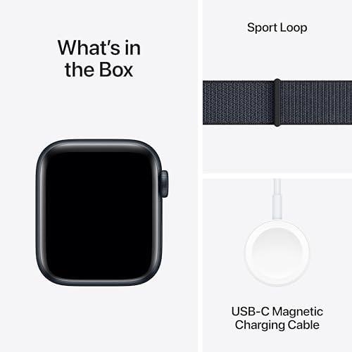 Apple Watch SE - Reloj inteligente (2.ª generación) [GPS + celular 44 mm] con caja de aluminio Midnight y correa deportiva color Midnight M/L, monitor de actividad física y sueño, detección de