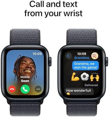 Apple Watch SE - Reloj inteligente (2.ª generación) [GPS + celular 44 mm] con caja de aluminio Midnight y correa deportiva color Midnight M/L, monitor de actividad física y sueño, detección de