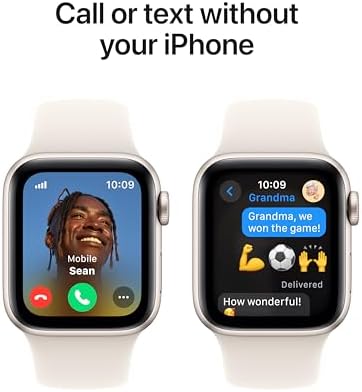 Apple Watch SE - Reloj inteligente (2.ª generación) [GPS + celular 44 mm] con caja de aluminio Midnight y correa deportiva color Midnight M/L, monitor de actividad física y sueño, detección de