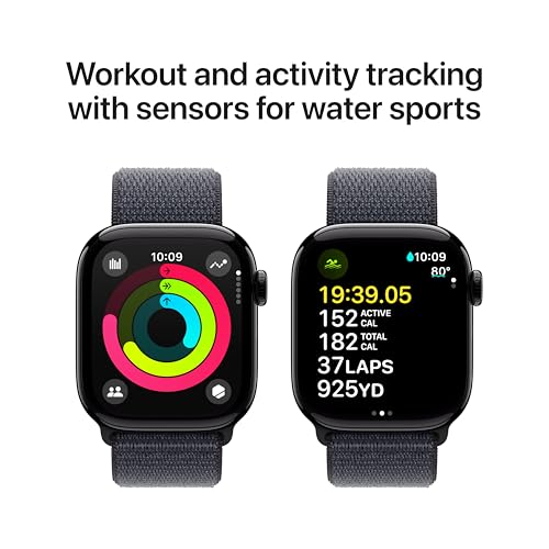Apple Watch Series 10  GPS 42mm case  Smartwatch with Jet Black Aluminium Case with Ink Sport Loop  Fitness Tracker  ECG App  Always On Retina Display  Carbon Neutral