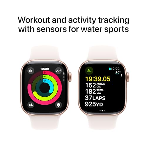 Apple Watch Series 10  GPS   Cellular 42mm  with Rose Gold Aluminium Case with Light Blush Sport Band   S/M  Fitness Tracker  ECG App  Always On Retina Display with AppleCare   2 Years 