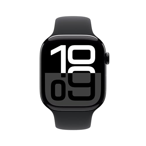 Apple Watch Series 10  GPS 46mm  with Jet Black Aluminium Case with Black Sport Band   M/L  Fitness Tracker  ECG App  Always On Retina Display  Water Resistant with AppleCare   2 years 