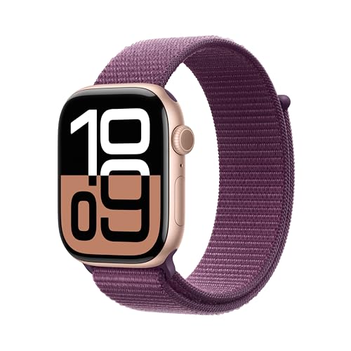 Apple Watch Series 10  GPS   Cellular 46mm case  Smartwatch with Rose Gold Aluminium Case with Plum Sport Loop  Fitness Tracker  ECG App  Always On Retina Display  Carbon Neutral