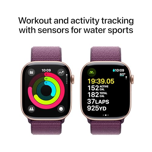 Apple Watch Series 10  GPS   Cellular 46mm case  Smartwatch with Rose Gold Aluminium Case with Plum Sport Loop  Fitness Tracker  ECG App  Always On Retina Display  Carbon Neutral