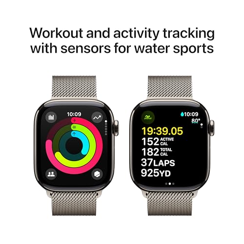 Apple Watch Series 10  GPS   Cellular 42mm case  Smartwatch with Natural Titanium Case with Natural Milanese Loop  Fitness Tracker  ECG App  Always On Retina Display  Carbon Neutral