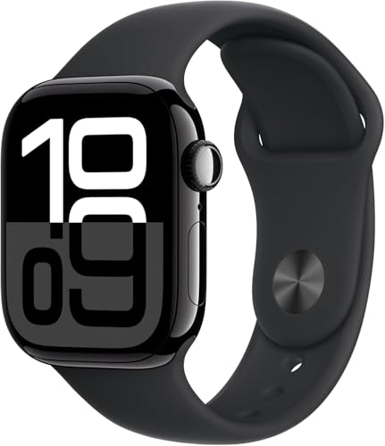 Apple Watch Series 10  GPS  42mm    Jet Black Aluminum Case with Black Sport Band  S/M  Renewed 