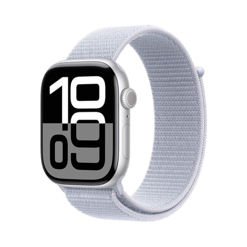 Apple Watch Series 10  GPS  46mm    Silver Aluminum Case with Blue Cloud Sport Loop  Renewed 