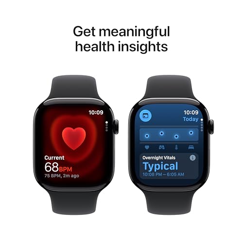 Apple Watch Series 11  GPS 46mm  Smartwatch with Jet Black Aluminum Case with Black Sport Band   M/L  Sleep Score  Fitness Tracker  Health Monitoring  Always On Display  Water Resistant