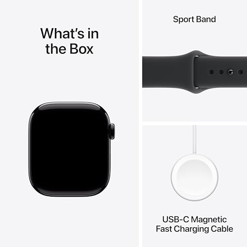 Apple Watch Series 11  GPS 42mm  Smartwatch with Jet Black Aluminum Case with Black Sport Band   S/M  Sleep Score  Fitness Tracker  Health Monitoring  Always On Display  Water Resistant