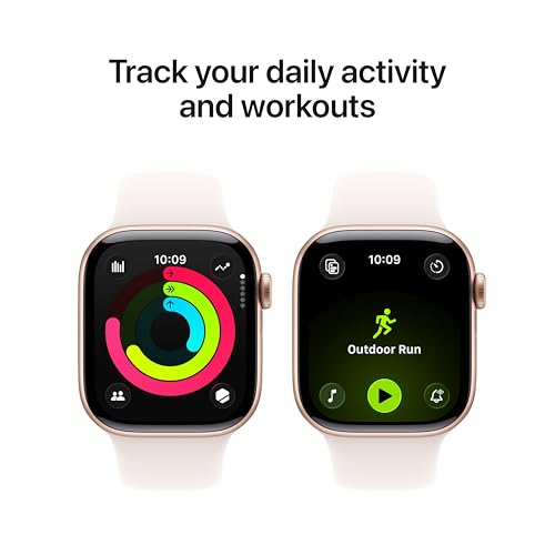 Apple Reloj inteligente de la serie 11 [GPS de 1.654 in] con caja de aluminio oro rosa con banda deportiva color rubor claro - S/M. Puntuación de sueño, rastreador de fitness, monitoreo de salud