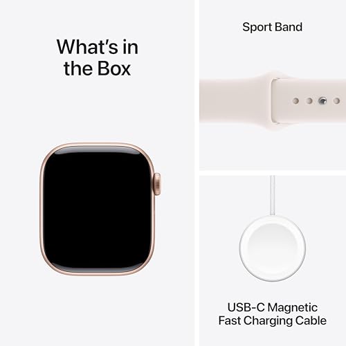 Apple Reloj inteligente de la serie 11 [GPS de 1.654 in] con caja de aluminio oro rosa con banda deportiva color rubor claro - S/M. Puntuación de sueño, rastreador de fitness, monitoreo de salud
