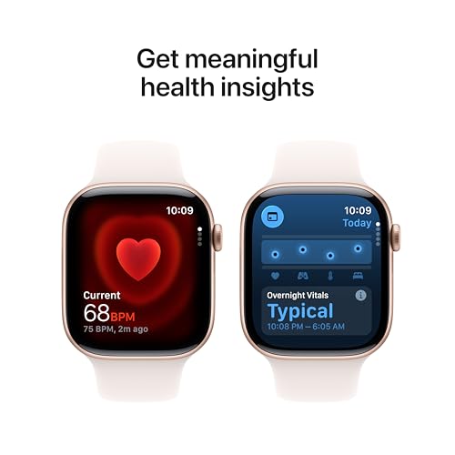 Apple Reloj inteligente de la serie 11 [GPS de 1.811 in] con caja de aluminio oro rosa con correa deportiva color rubor claro - M/L. Puntuación de sueño, rastreador de fitness, monitoreo de salud