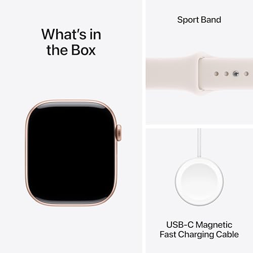 Apple Reloj inteligente de la serie 11 [GPS de 1.811 in] con caja de aluminio oro rosa con correa deportiva color rubor claro - M/L. Puntuación de sueño, rastreador de fitness, monitoreo de salud