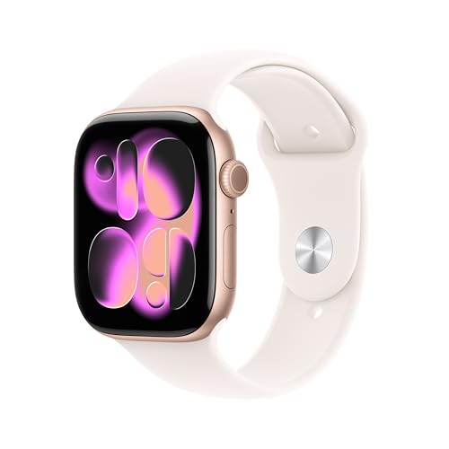Apple Watch Series 11  GPS 46mm  Smartwatch with Rose Gold Aluminum Case with Light Blush Sport Band   M/L  Sleep Score  Fitness Tracker  Health Monitoring  Always On Display  Water Resistant