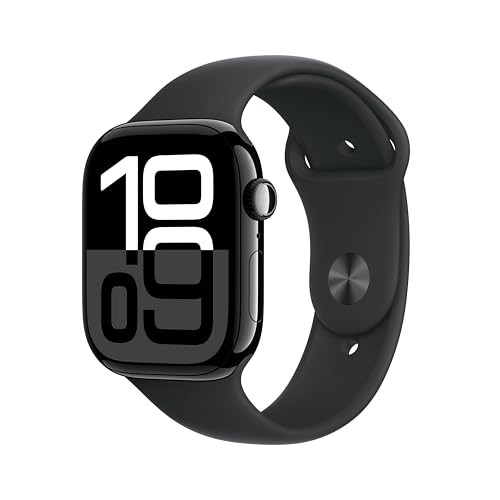 Apple Watch Series 10  GPS 46mm case  Smartwatch with Jet Black Aluminum Case with Black Sport Band   M/L  Fitness Tracker  ECG App  Always On Retina Display  Water Resistant
