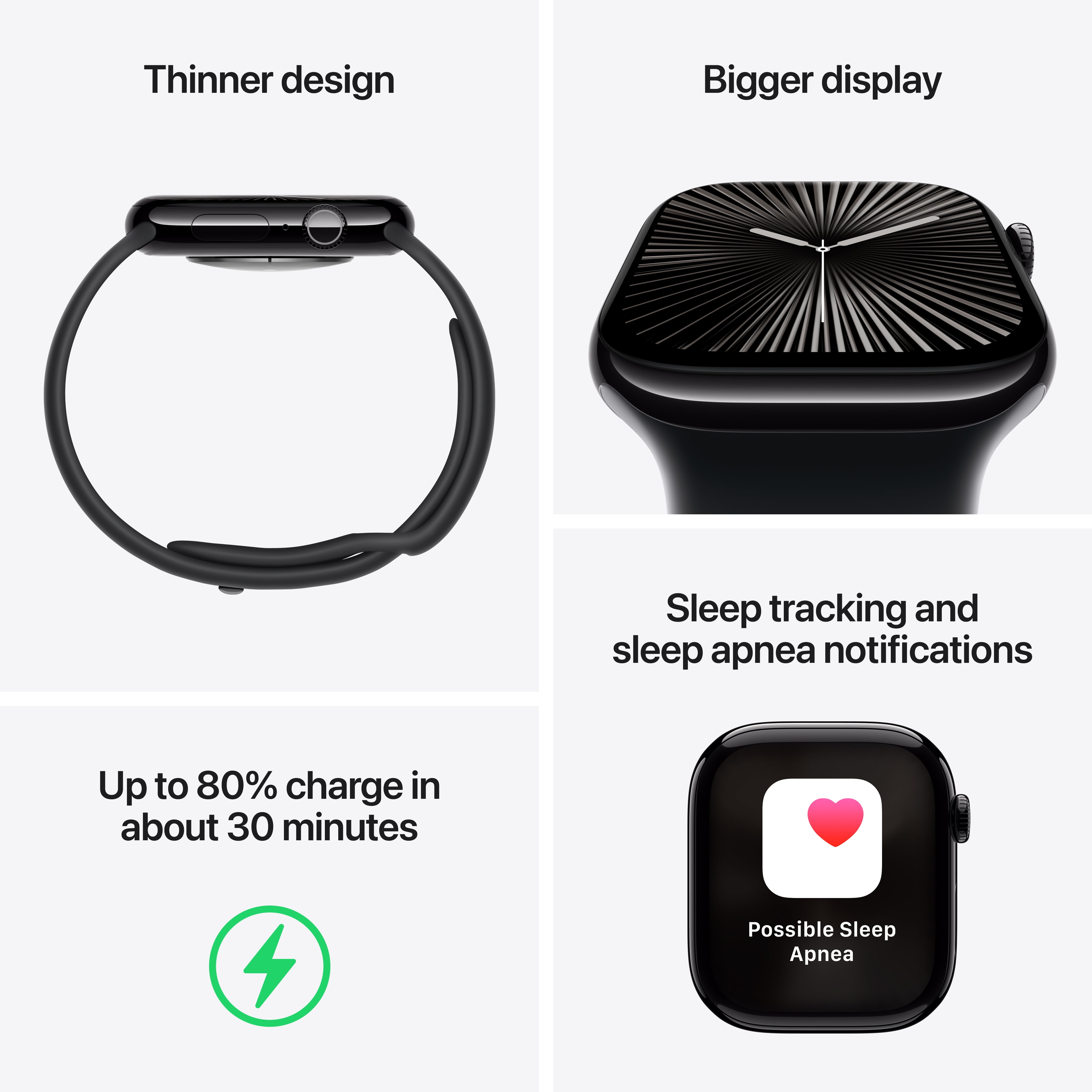 Apple Watch Series 10 GPS 46mm Jet Black Aluminum Case with Black Sport Band   S/M