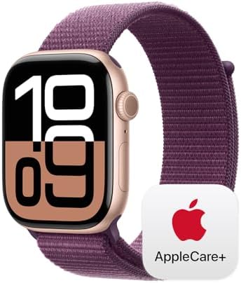 Apple Watch Series 10 (42 mm, GPS) con caja de aluminio plateado, con correa deportiva azul denim, S/M monitor de fitness, app de ECG, pantalla Retina siempre activa, impermeable