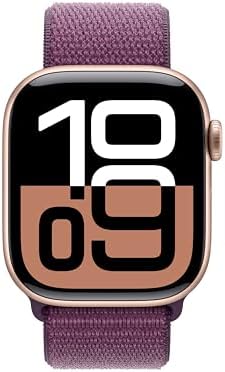 Apple Watch Series 10 (42 mm, GPS) con caja de aluminio plateado, con correa deportiva azul denim, S/M monitor de fitness, app de ECG, pantalla Retina siempre activa, impermeable