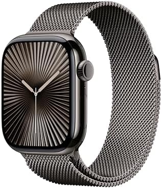 Apple Watch Series 10 (42 mm, GPS) con caja de aluminio plateado, con correa deportiva azul denim, S/M monitor de fitness, app de ECG, pantalla Retina siempre activa, impermeable