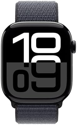 Apple Watch Series 10 (42 mm, GPS) con caja de aluminio plateado, con correa deportiva azul denim, S/M monitor de fitness, app de ECG, pantalla Retina siempre activa, impermeable