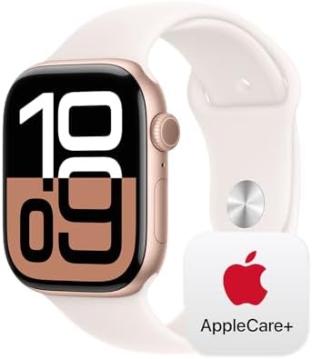 Apple Watch Series 10 (42 mm, GPS) con caja de aluminio plateado, con correa deportiva azul denim, S/M monitor de fitness, app de ECG, pantalla Retina siempre activa, impermeable