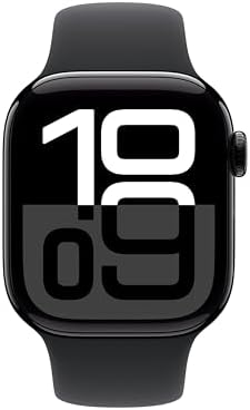 Apple Watch Series 10 (42 mm, GPS) con caja de aluminio plateado, con correa deportiva azul denim, S/M monitor de fitness, app de ECG, pantalla Retina siempre activa, impermeable
