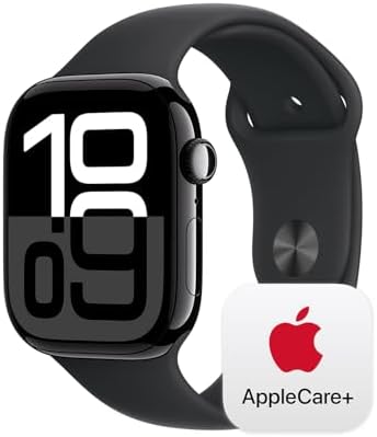 Apple Watch Series 10 (42 mm, GPS) con caja de aluminio plateado, con correa deportiva azul denim, S/M monitor de fitness, app de ECG, pantalla Retina siempre activa, impermeable