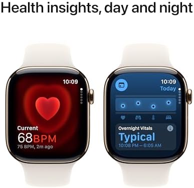 Apple Watch Series 10 (42 mm, GPS) con caja de aluminio plateado, con correa deportiva azul denim, S/M monitor de fitness, app de ECG, pantalla Retina siempre activa, impermeable