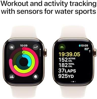 Apple Watch Series 10 (42 mm, GPS) con caja de aluminio plateado, con correa deportiva azul denim, S/M monitor de fitness, app de ECG, pantalla Retina siempre activa, impermeable