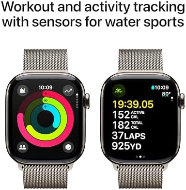 Apple Watch Series 10 (42 mm, GPS) con caja de aluminio plateado, con correa deportiva azul denim, S/M monitor de fitness, app de ECG, pantalla Retina siempre activa, impermeable