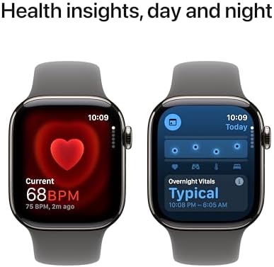 Apple Watch Series 10 (42 mm, GPS) con caja de aluminio plateado, con correa deportiva azul denim, S/M monitor de fitness, app de ECG, pantalla Retina siempre activa, impermeable