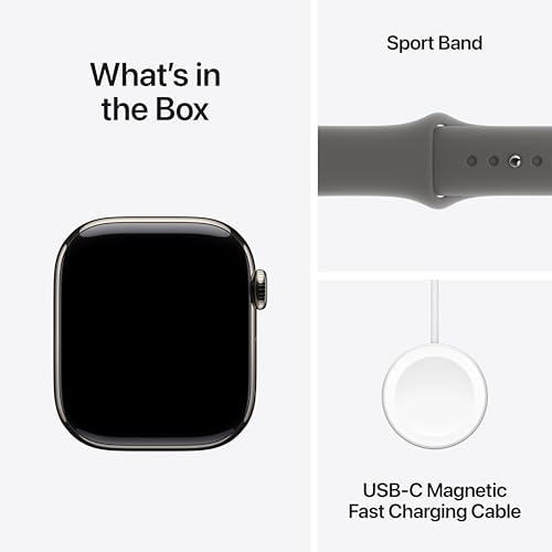 Apple Watch Series 10 (42 mm, GPS) con caja de aluminio plateado, con correa deportiva azul denim, S/M monitor de fitness, app de ECG, pantalla Retina siempre activa, impermeable