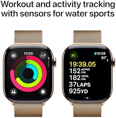 Apple Watch Series 10 (42 mm, GPS) con caja de aluminio plateado, con correa deportiva azul denim, S/M monitor de fitness, app de ECG, pantalla Retina siempre activa, impermeable