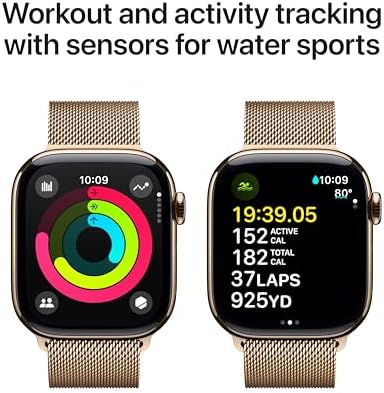 Apple Watch Series 10 (42 mm, GPS) con caja de aluminio plateado, con correa deportiva azul denim, S/M monitor de fitness, app de ECG, pantalla Retina siempre activa, impermeable