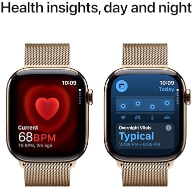 Apple Watch Series 10 (42 mm, GPS) con caja de aluminio plateado, con correa deportiva azul denim, S/M monitor de fitness, app de ECG, pantalla Retina siempre activa, impermeable