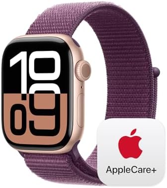 Apple Watch Series 10 (42 mm, GPS) con caja de aluminio plateado, con correa deportiva azul denim, S/M monitor de fitness, app de ECG, pantalla Retina siempre activa, impermeable