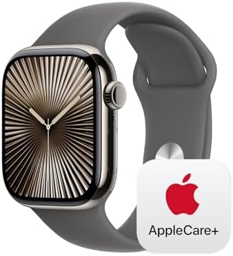 Apple Watch Series 10 (42 mm, GPS) con caja de aluminio plateado, con correa deportiva azul denim, S/M monitor de fitness, app de ECG, pantalla Retina siempre activa, impermeable