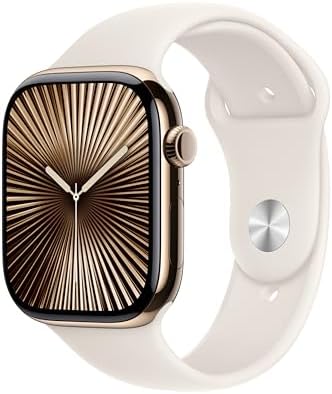 Apple Watch Series 10 (42 mm, GPS) con caja de aluminio plateado, con correa deportiva azul denim, S/M monitor de fitness, app de ECG, pantalla Retina siempre activa, impermeable