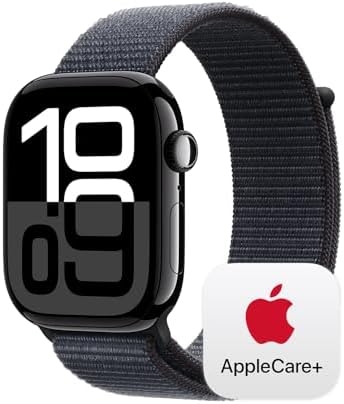 Apple Watch Series 10 (42 mm, GPS) con caja de aluminio plateado, con correa deportiva azul denim, S/M monitor de fitness, app de ECG, pantalla Retina siempre activa, impermeable