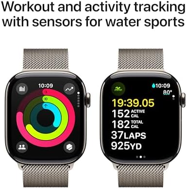 Apple Watch Series 10 (42 mm, GPS) con caja de aluminio plateado, con correa deportiva azul denim, S/M monitor de fitness, app de ECG, pantalla Retina siempre activa, impermeable