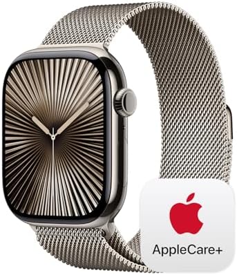 Apple Watch Series 10 (42 mm, GPS) con caja de aluminio plateado, con correa deportiva azul denim, S/M monitor de fitness, app de ECG, pantalla Retina siempre activa, impermeable