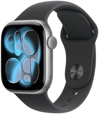 Apple Reloj inteligente de la serie 11 [GPS de 1.654 in] con caja de aluminio oro rosa con banda deportiva color rubor claro - S/M. Puntuación de sueño, rastreador de fitness, monitoreo de salud