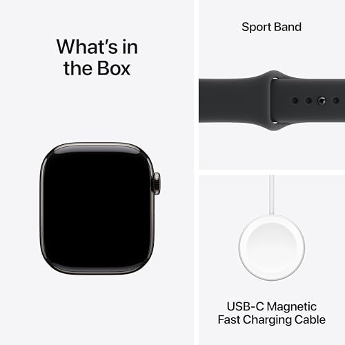 Apple Watch Series 11  GPS   Cellular 46mm  Smartwatch with Jet Black Aluminum Case with Black Sport Band   M/L  Sleep Score  Fitness Tracker  Health Monitoring  Always On Display  Water Resistant
