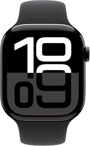 Apple Watch Series 10  GPS  46mm    Jet Black Aluminum Case with Black Sport Band  M/L  Renewed 
