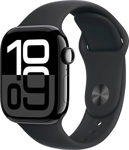 Apple Watch Series 10  GPS  46mm    Jet Black Aluminum Case with Black Sport Band  M/L  Renewed 
