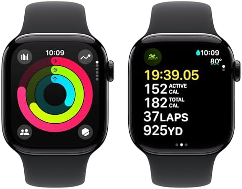 Apple Watch Series 10  GPS  46mm    Jet Black Aluminum Case with Black Sport Band  M/L  Renewed 