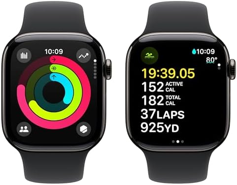 Apple Watch Series 10  GPS  46mm    Jet Black Aluminum Case with Black Sport Band  M/L  Renewed 