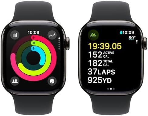 Apple Watch Series 10  GPS  46mm    Jet Black Aluminum Case with Black Sport Band  M/L  Renewed 